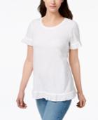 Style & Co Cotton Ruffled Top, Created For Macy's