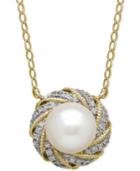 Honora Style Cultured Freshwater Pearl (7mm) & Diamond Accent Pendant Necklace In 14k Gold