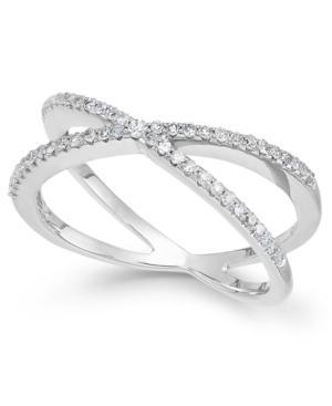 Wrapped Diamond Crossover Ring In 10k White Gold (1/4 Ct. T.w.)