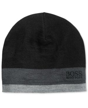 Hugo Boss Men's Tonal Stripe Logo Beanie