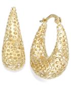 14k Gold Earrings, Diamond-cut Mesh Puff Earrings, 9/10 Inch