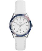 Ax Armani Exchange Women's White Leather Strap Watch 36mm Ax5437