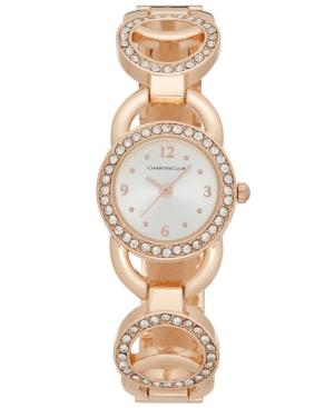 Charter Club Women's Rose Gold-tone Pave Link Bracelet Watch 24mm, Only At Macy's