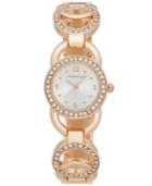 Charter Club Women's Rose Gold-tone Pave Link Bracelet Watch 24mm, Only At Macy's