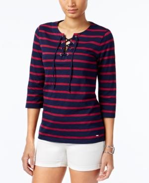 Tommy Hilfiger Loretta Striped Lace-up Top