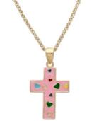Lily Nily Children's 18k Gold Over Sterling Silver Necklace, Enamel Cross Pendant