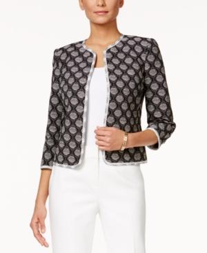 Kasper Petite Printed Jacquard Open-front Jacket