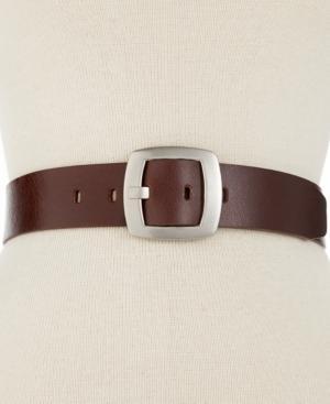 Calvin Klein Belt, Leather Pant Belt With Centerbar Buckle