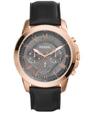 Fossil Men's Chronograph Grant Black Leather Strap Watch 45mm Fs5085
