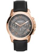 Fossil Men's Chronograph Grant Black Leather Strap Watch 45mm Fs5085