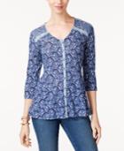 Style & Co Petite Printed Top, Created For Macy's