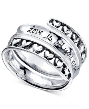 Unwritten Multiple Heart Wrap Ring In Sterling Silver