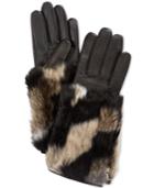 Charter Club Colorblock Faux Fur-cuff Leather Tech Gloves, Only At Macy's