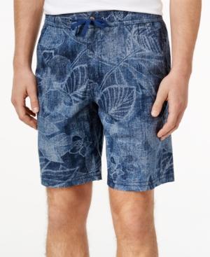 Cubavera Men's Foliage Print Drawstring Shorts
