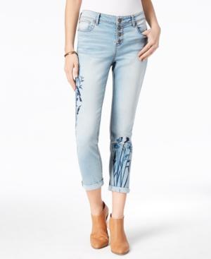 Black Daisy Juniors' Jamie Best Friend Embroidered Boyfriend Jeans