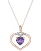Amethyst (1-3/4 Ct. T.w.) And Diamond Accent Pendant Necklace In 14k Rose Gold