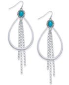 Thalia Sodi Silver-tone Multi-stone Loop & Chain Fringe Drop Earrings, Created For Macy's