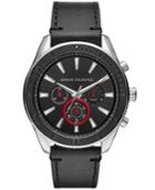 Ax Armani Exchange Men's Chronograph Black Leather Strap Watch 46mm