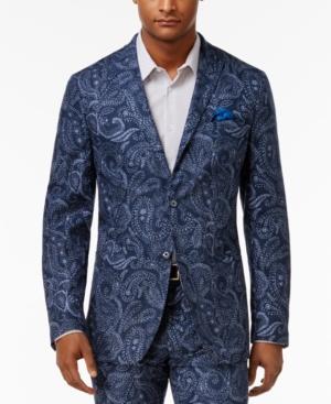 Tallia Men's Slim-fit Indigo Blue Paisley Sport Coat