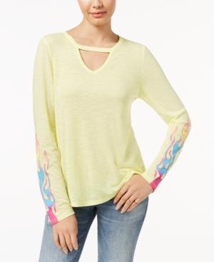 Hybrid Juniors' Flame-print Choker T-shirt
