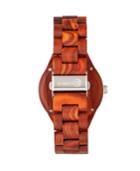 Earth Wood Sapwood Wood Bracelet Watch W/date Red 41mm