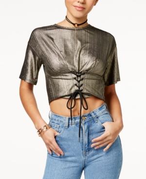 Material Girl Juniors' Metallic Cropped Corset Top, Created For Macy's