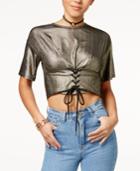 Material Girl Juniors' Metallic Cropped Corset Top, Created For Macy's