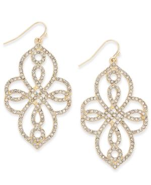 Inc International Concepts Gold-tone Crystal Pave Filigree Drop Earrings, Only At Macy's