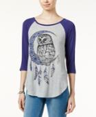 Belle Du Jour Juniors' Owl Graphic Raglan T-shirt