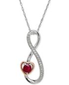 Ruby (1/5 Ct. T.w.) And Diamond Accent Infinity Heart Pendant Necklace In Sterling Silver And 14k Rose Gold