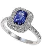 Royale Bleu By Effy Manufactured Diffused Sapphire (1 Ct. T.w.) And Diamond (5/8 Ct. T.w.) Ring In 14k White Gold