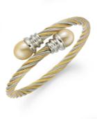 Stainless Steel And Dyed-gold Stainless Steel Bracelet, Cultured Freshwater Pearl Wrap Bracelet (10mm)