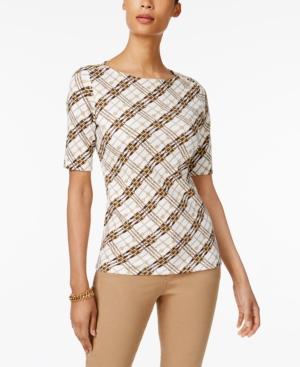 Karen Scott Printed Button-detail Top, Only At Macy's