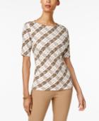 Karen Scott Printed Button-detail Top, Only At Macy's