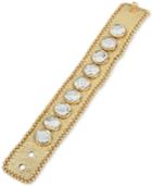 Betsey Johnson Gold-tone Leather-look Crystal Snap Bracelet
