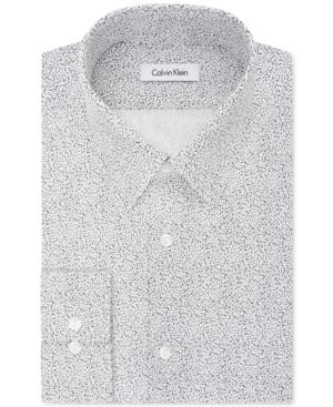 Calvin Klein Men's Fitted Infinite-stretch Black Line-pattern Dress Shirt