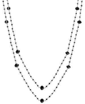 Black Diamond Two-strand Station Necklace In 14k White Gold (20 Ct. T.w.)