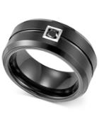 Triton Men's Black Tungsten Ring, Black Diamond Wedding Band (1/10 Ct. T.w.)