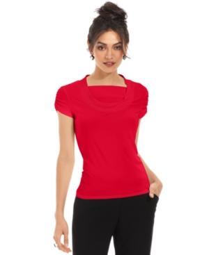 Tahari By Asl Short-sleeve Draped Ruched Top