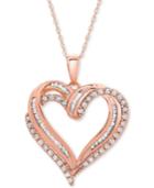 Diamond Heart 18 Pendant Necklace (1/2 Ct. T.w.) In 10k Rose Gold