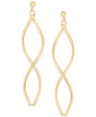 Double Oval Twist Drop Earrings In 14k Gold