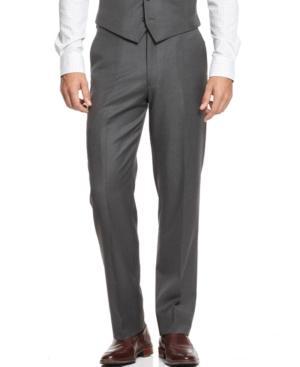 Ryan Seacrest Distinction Grey Striped Slim-fit Pants