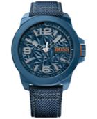 Boss Orange Men's New York Blue Fabric Strap Watch 50mm 1513353