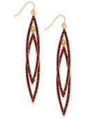 Inc International Concepts Gold-tone Burgundy Pave Double Navette Drop Earrings, Only At Macy's