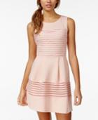 Trixxi Juniors' Mesh Stripe Flare Dress