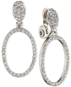 Anne Klein Silver-tone Pave Gypsy Hoop Clip-on Earrings