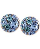 Betsey Johnson Rose Gold-tone Blue Crystal Stud Earrings