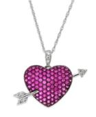 Ruby (1-9/10 Ct. T.w.) And Diamond (1/10 Ct. T.w.) Heart Pendant Necklace In Sterling Silver