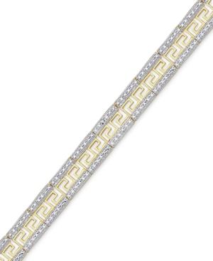 Diamond Accent Greek Key Link Bracelet In Gold Over Brass