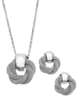 Charter Club Silver-tone Twisted Knot Pendant Necklace And Earrings